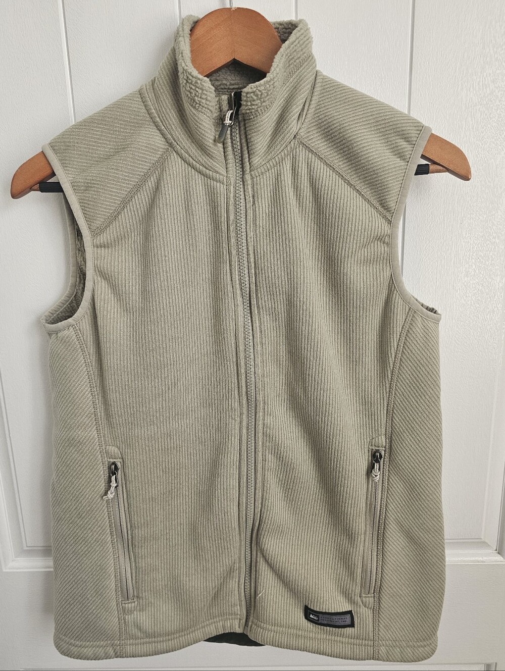 REI Textured Sage Green Womens Full Zip Pocketed Vest